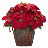 Poinsettia w/Decorative Vase Silk Arrangement-Plant in Planter-Parc Decor
