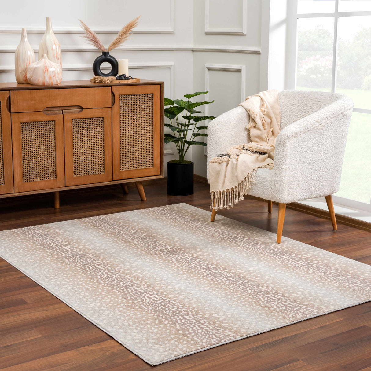 Pointblank Tan Leopard Print Rug-Rugs-Parc Decor