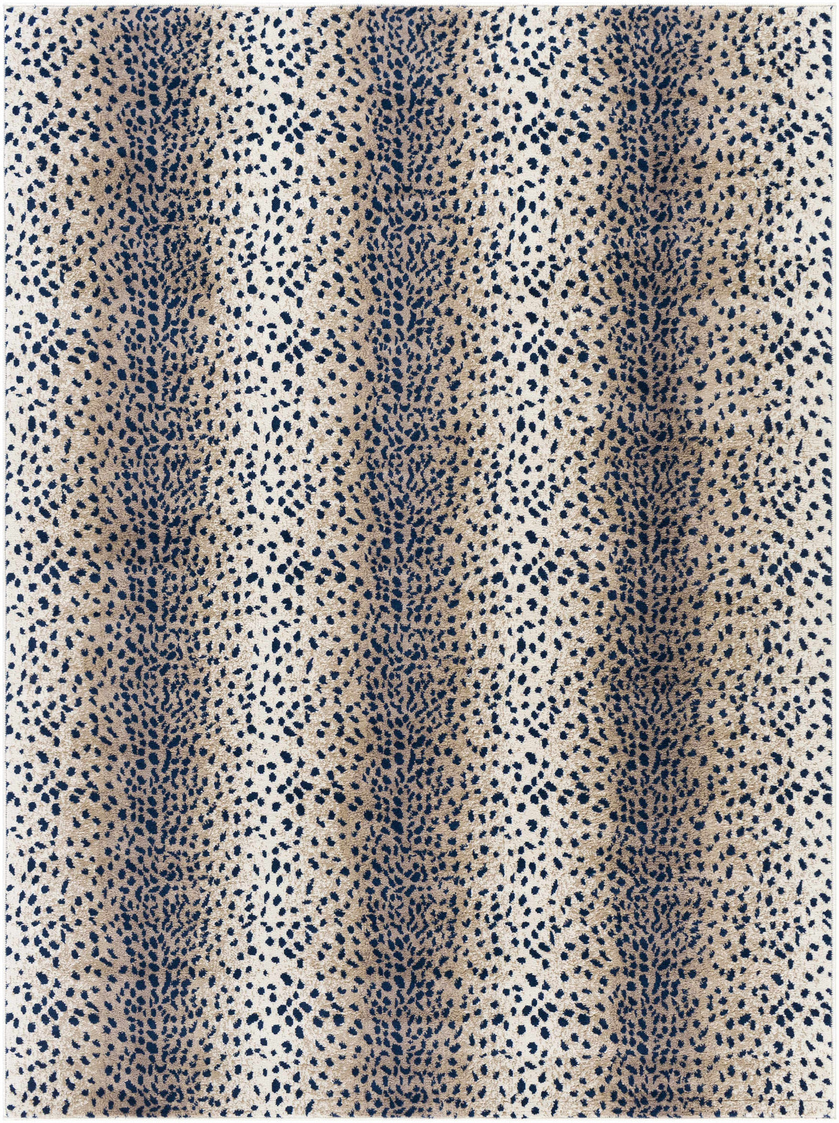 Pointblank Tan & Navy Leopard Print Area Rug-Rugs-Parc Decor