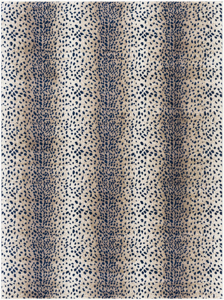 Pointblank Tan & Navy Leopard Print Area Rug-Rugs-Parc Decor