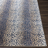Pointblank Tan & Navy Leopard Print Area Rug-Rugs-Parc Decor