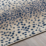 Pointblank Tan & Navy Leopard Print Area Rug-Rugs-Parc Decor
