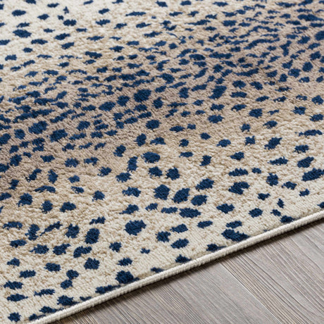 Pointblank Tan & Navy Leopard Print Area Rug-Rugs-Parc Decor