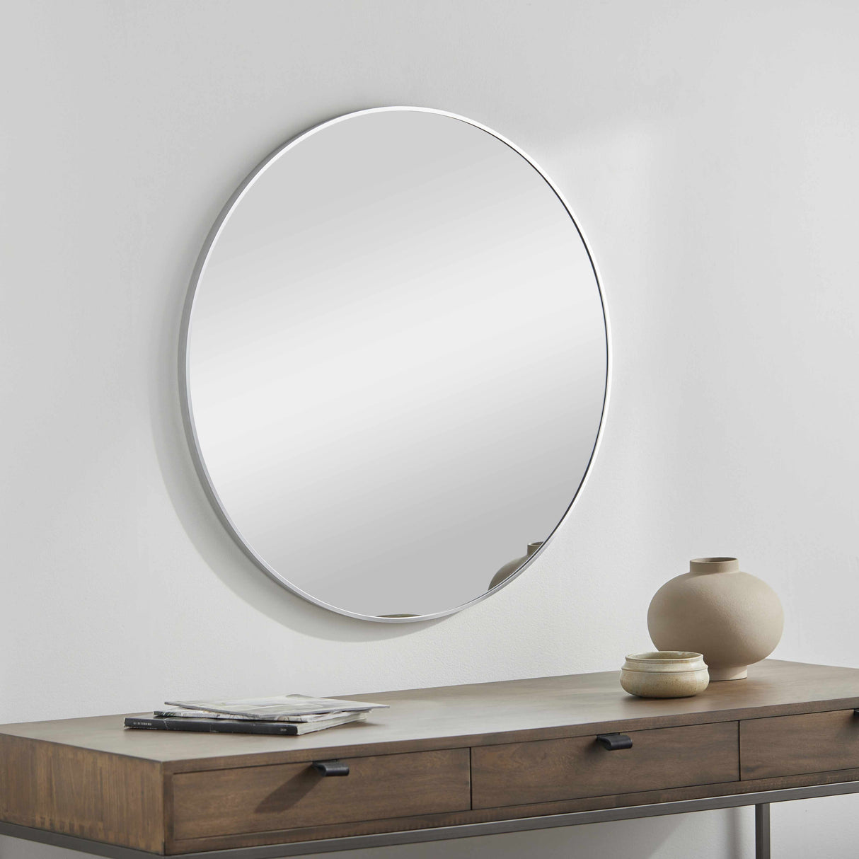 Pontalina Round Silver Gray Mirror-Mirrors-Parc Decor