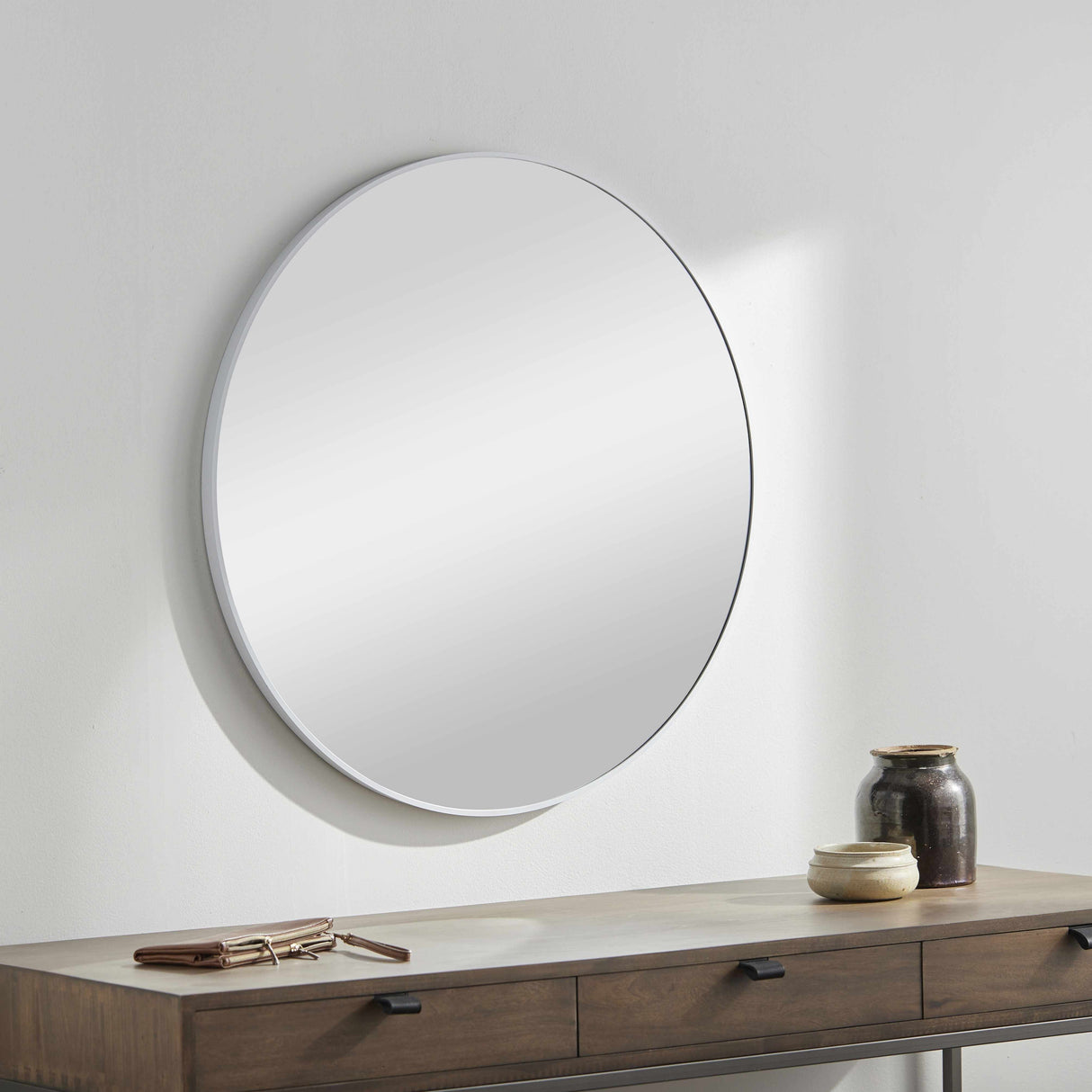 Pontalina Round White Mirror-Mirrors-Parc Decor