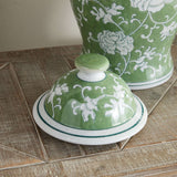Porcelain Green Chinoiserie Lotus Ginger Jar with Lid-Jar-Parc Decor