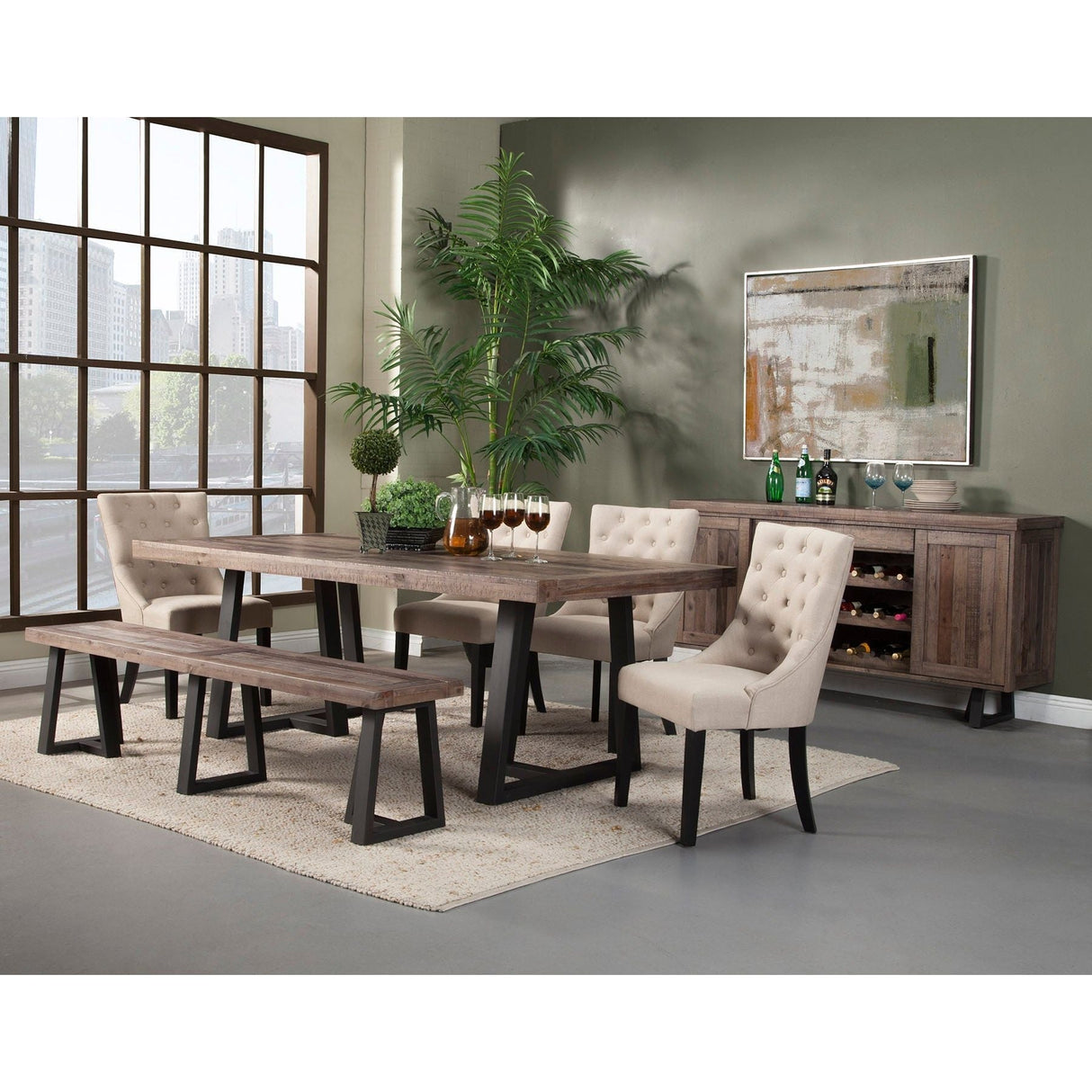 Prairie Rectangular Dining Table, Natural/Black-Dining Tables-Parc Decor
