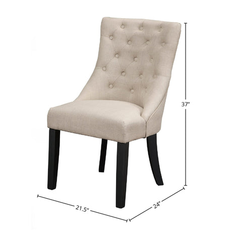 Prairie Upholstered Side Chairs, Cream Linen (Set of 2 Chairs)-Side Chair-Parc Decor