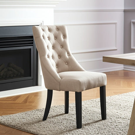 Prairie Upholstered Side Chairs, Cream Linen (Set of 2 Chairs)-Side Chair-Parc Decor