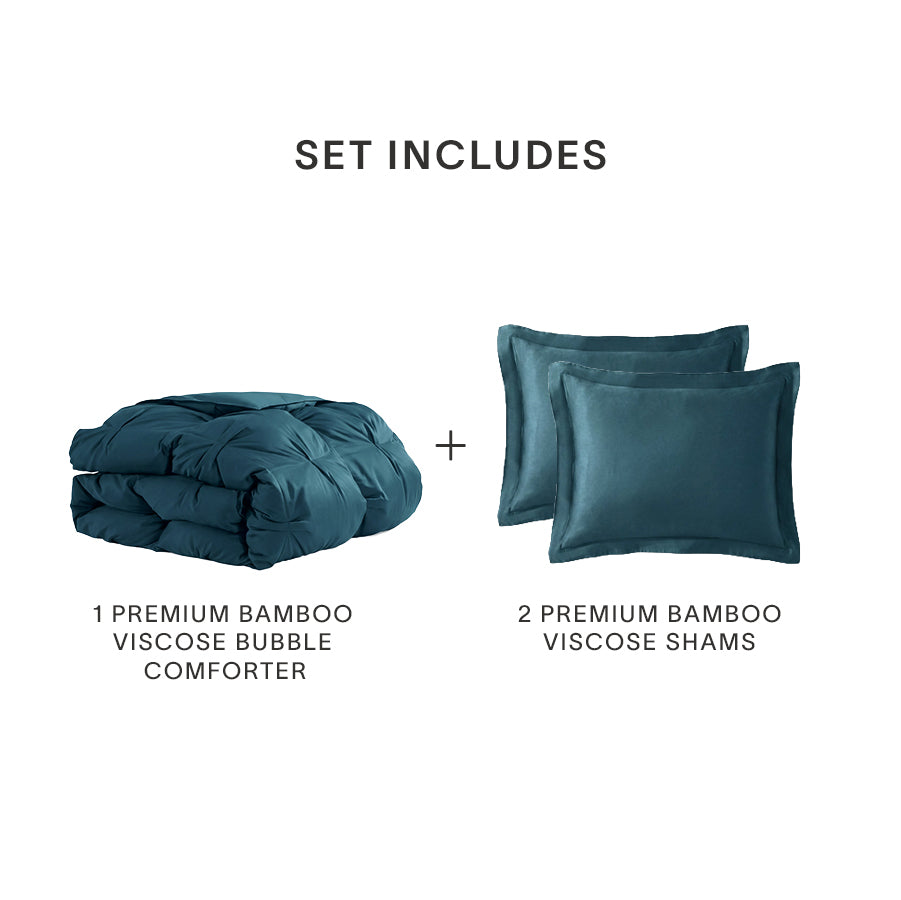 Premium Bamboo Viscose Bubble Comforter Bundle