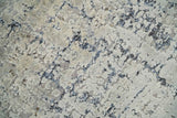 Premium Fine 8x10 Silver, Beige and Charcoal Traditional Floral High Low texture Hand Knotted Wool and Art Silk Rug