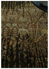 Premium Fine Transitional Brown and Olive Antique hand knotted wool Area Rug