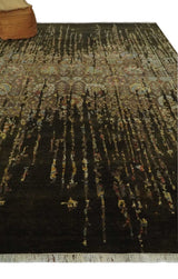 Premium Fine Transitional Brown and Olive Antique hand knotted wool Area Rug