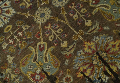 Premium Fine Transitional Brown and Olive Antique hand knotted wool Area Rug
