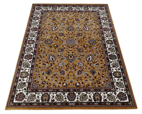 Premium Look 5x7 Rust, Ivory and Brown Traditional Floral Area Rug