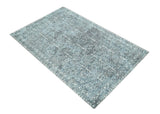 Premium look antique Design Teal, Charcoal and Ivory 5x8 Hand loom wool and Viscose Area Rug