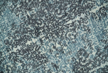 Premium look antique Design Teal, Charcoal and Ivory 5x8 Hand loom wool and Viscose Area Rug