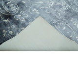 Premium look Charcoal, Ivory and Silver Hand loom Traditional Boteh Design Wool and Viscose Area Rug