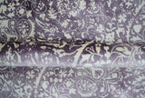 Premium Style Floral Ivory and Dark Purple 5.6x8 Handloom Wool and Viscose Area Rug