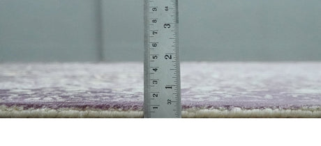 Premium Style Floral Ivory and Dark Purple 5.6x8 Handloom Wool and Viscose Area Rug