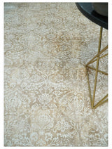 Premium Style Floral Traditional Ikat Large Design Camel and Ivory 5.6x7.9 Hand loom Viscose Area Rug