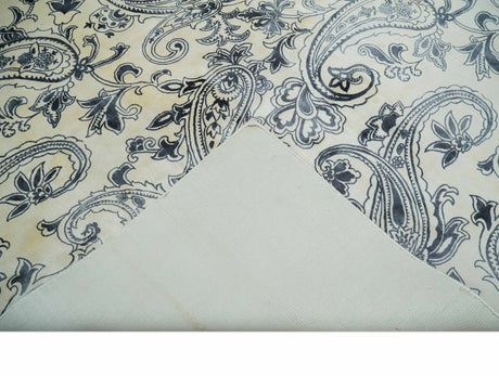 Premium Style Ivory and Charcoal Hand loom 5.6x8 Boteh Design Viscose Area Rug