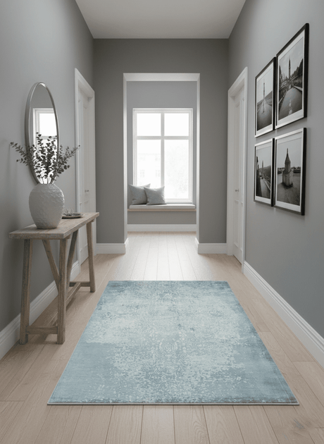 Premium Style Silver and Gray Traditional Medallion 5x8 Hand loom Viscose Area Rug