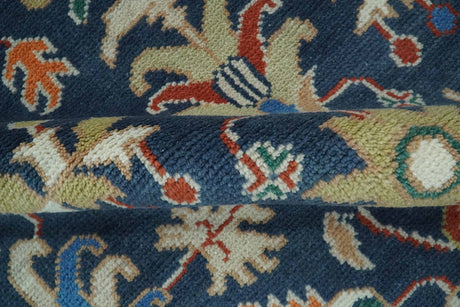Premium Style Vibrant Colorful Blue, Ivory, Rust and Orange Traditional Hand Knotted Oriental Oushak Multi Size wool Area Rug