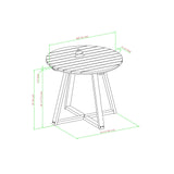 Prenton Modern Slat-Top Patio Round Dining Table-Outdoor-Parc Decor