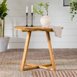 Prenton Modern Slat-Top Patio Round Dining Table-Outdoor-Parc Decor