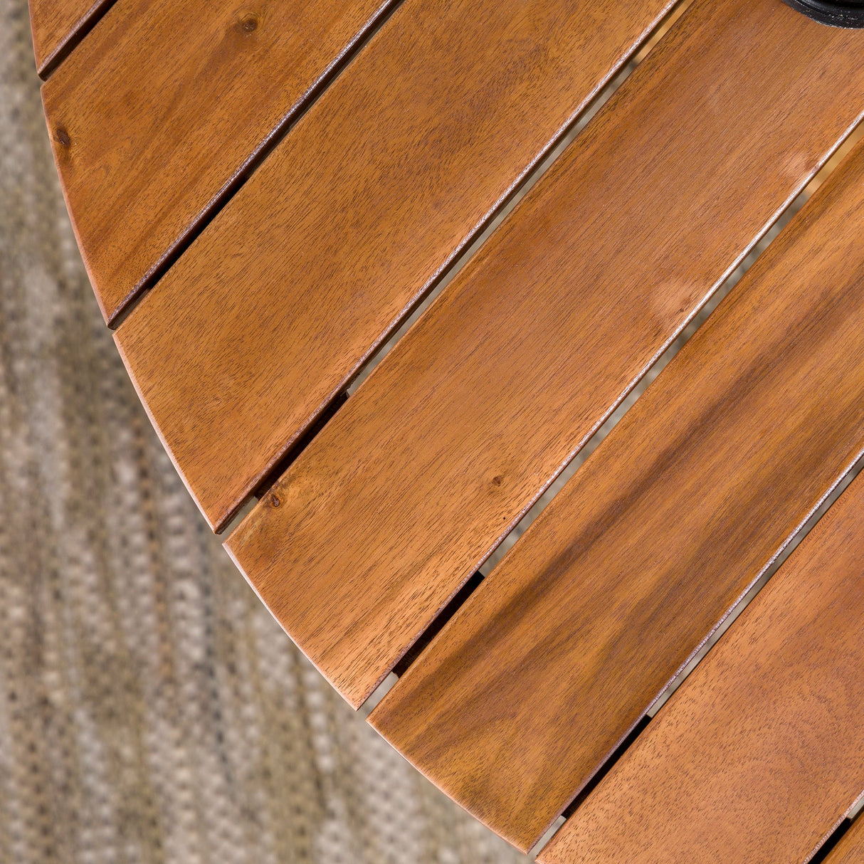 Prenton Modern Slat-Top Patio Round Dining Table-Outdoor-Parc Decor