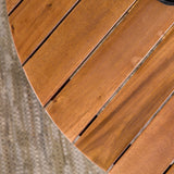 Prenton Modern Slat-Top Patio Round Dining Table-Outdoor-Parc Decor