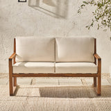 Prenton Modern Solid Wood Slatted Outdoor Loveseat-Outdoor-Parc Decor