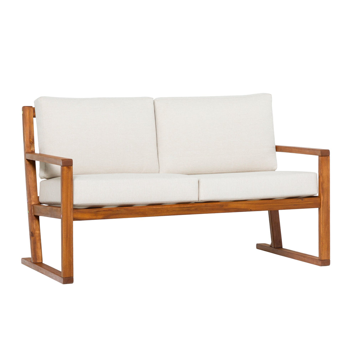 Prenton Modern Solid Wood Slatted Outdoor Loveseat-Outdoor-Parc Decor