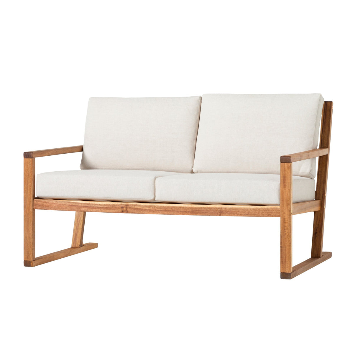 Prenton Modern Solid Wood Slatted Outdoor Loveseat-Outdoor-Parc Decor