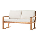 Prenton Modern Solid Wood Slatted Outdoor Loveseat-Outdoor-Parc Decor