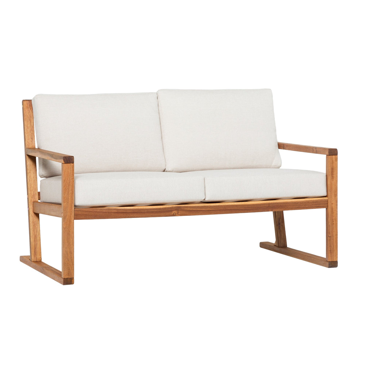 Prenton Modern Solid Wood Slatted Outdoor Loveseat-Outdoor-Parc Decor