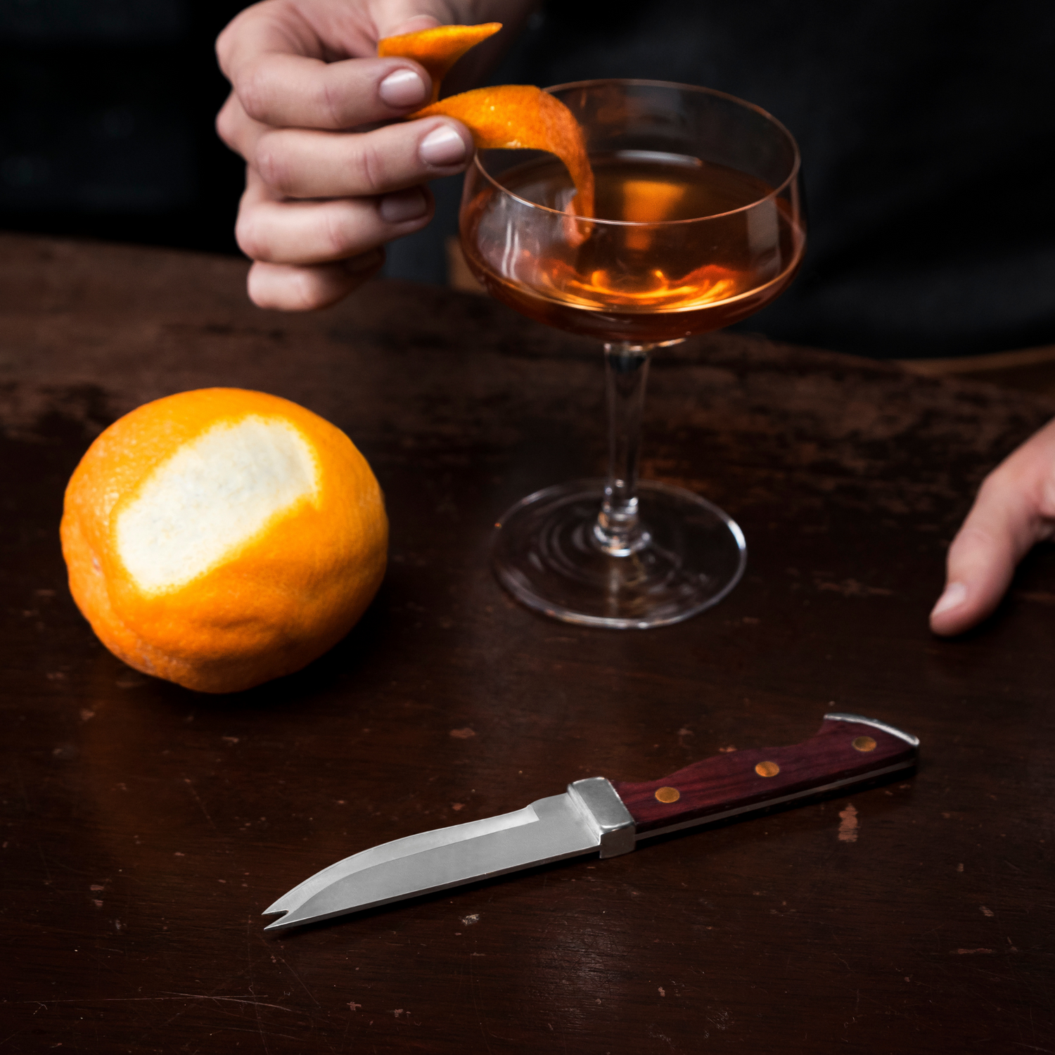 Professional Bartender Knife with Acacia Wood Handle-product_type::garnishing_tools-Parc Decor