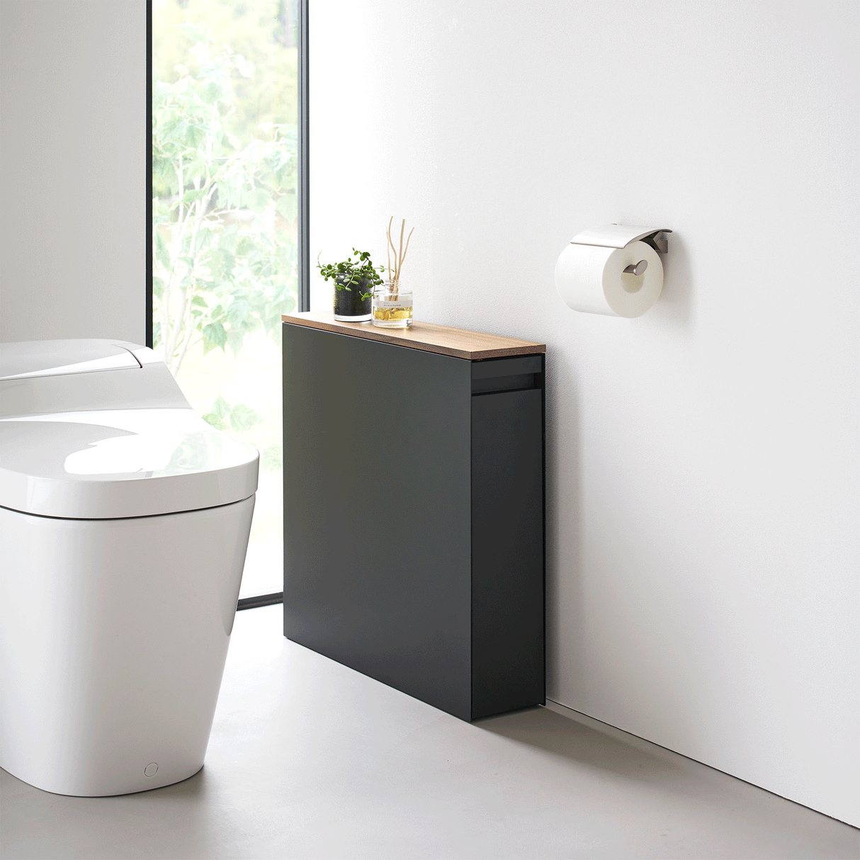 Pull-Out Bathroom Storage Cabinet - Steel + Wood