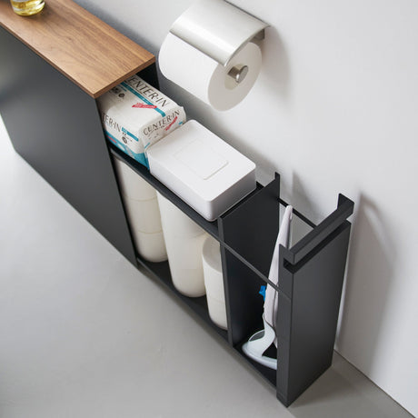 Pull-Out Bathroom Storage Cabinet - Steel + Wood-Toilet Paper Stocker-Parc Decor
