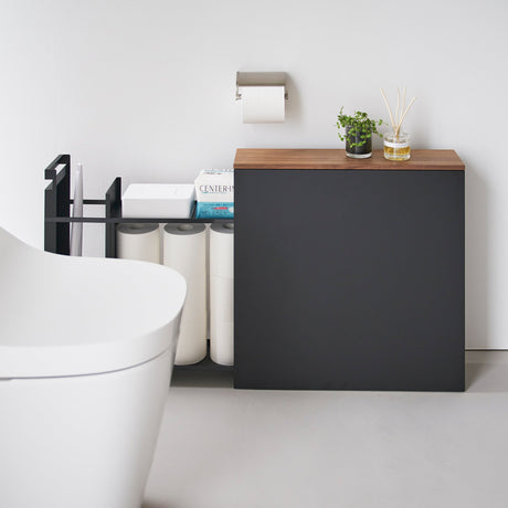 Pull-Out Bathroom Storage Cabinet - Steel + Wood-Toilet Paper Stocker-Parc Decor