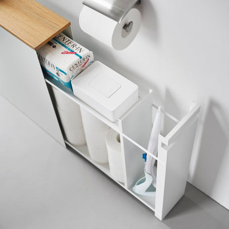 Pull-Out Bathroom Storage Cabinet - Steel + Wood-Toilet Paper Stocker-Parc Decor