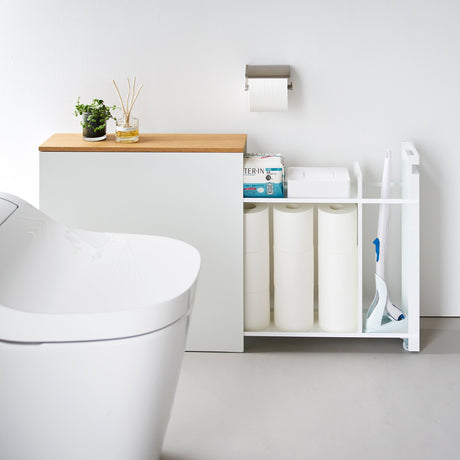 Pull-Out Bathroom Storage Cabinet - Steel + Wood-Toilet Paper Stocker-Parc Decor