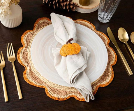 Pumpkin Napkin Rings - Fall & Thanksgiving Decor for Parties, Dining Room, Napkins Rings for Thanksgiving - Fall Napking Rings-Napkins-Parc Decor