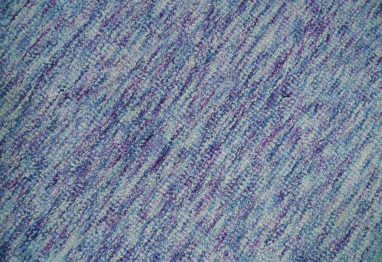Purple and Blue Modern Solid Hand Tufted Wool Rug