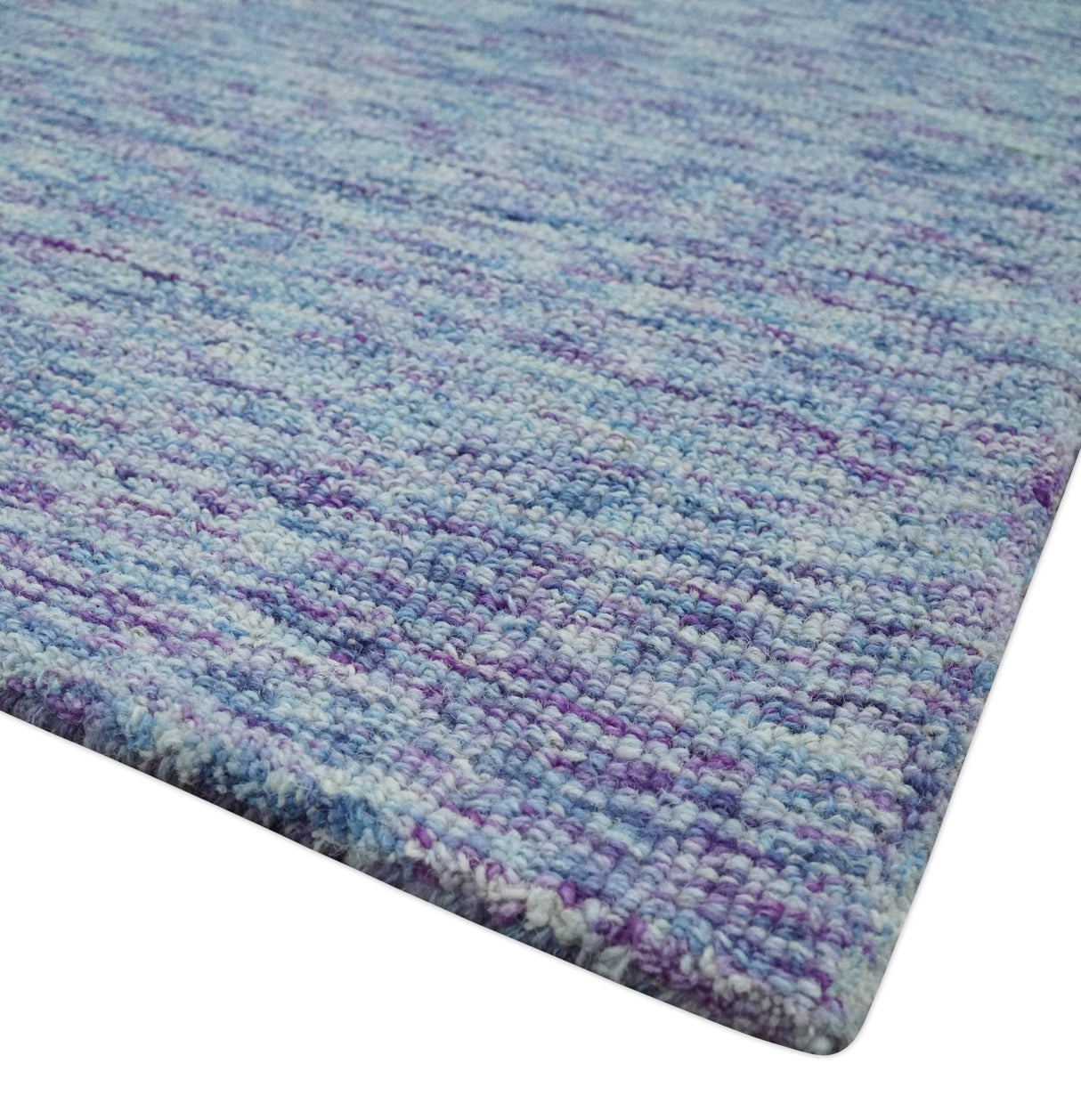Purple and Blue Modern Solid Hand Tufted Wool Rug
