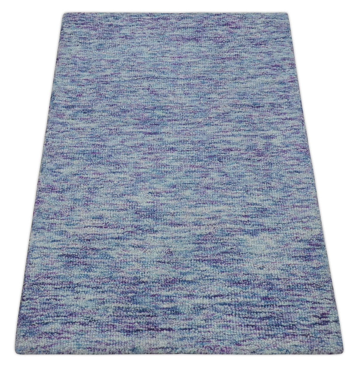 Purple and Blue Modern Solid Hand Tufted Wool Rug