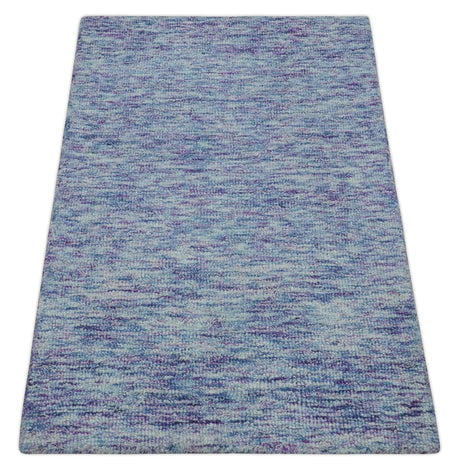 Purple and Blue Modern Solid Hand Tufted Wool Rug