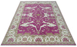 Purple, Ivory and Olive Traditional Hand knotted Oriental Oushak Multi Size wool Area Rug