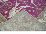 Purple, Ivory and Olive Traditional Hand knotted Oriental Oushak Multi Size wool Area Rug